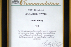 Sandi Morey recognized as Oakland's 2011 District 4 Local Hero!